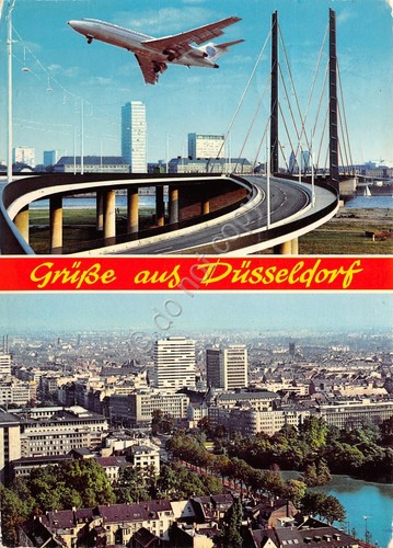Cartolina Dusseldorf aereo e panorama