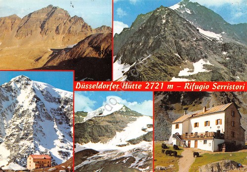 Cartolina Dusseldorfer Hutte Rifugio Serristori vedute timbro CAI (Bolzano)
