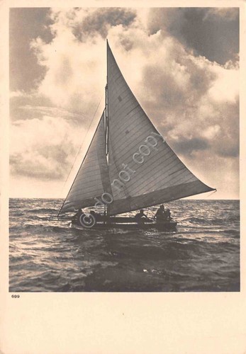 Cartolina Ed Sacat N.699 veduta mare con barca BN 1942