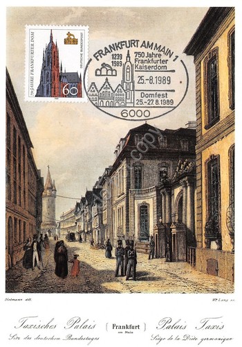 Cartolina Ehern Thurn und Taxissches Palais Timbro filatelico 1989