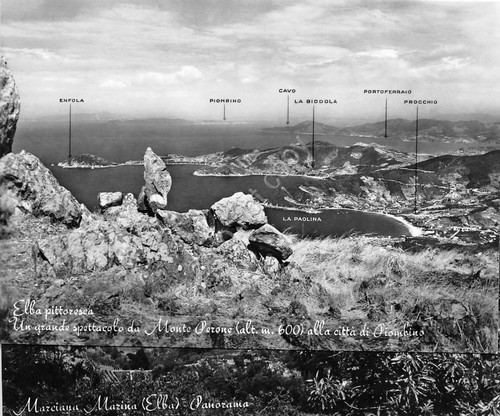 Cartolina Elba - Panorama da Monte Perone - anni '60 …