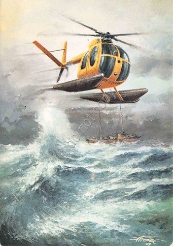 Cartolina Elicottero Nardi Hughes 500 M versione anfibia Guardia di …