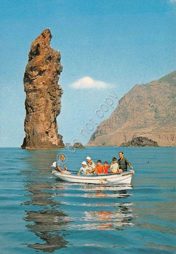 Cartolina Eolie Isola di Filicudi La Canna barca animata anni …