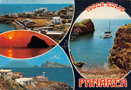 Cartolina Eolie Isola di Panarea vedute varie case anni '90