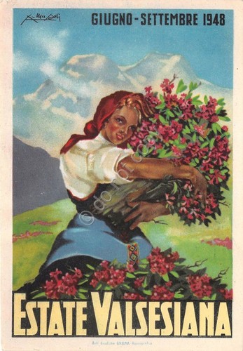 Cartolina Estate Valsesiana Illustrata Musati 1948 (Vercelli)