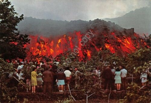 Cartolina Etna vulcano attivo animata timbro Rifugio Sapienza (Catania)