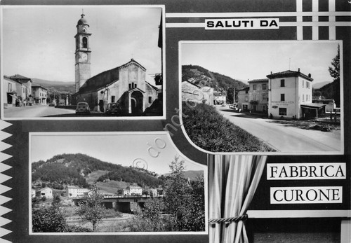 Cartolina Fabbrica Curone vedute varie paese
