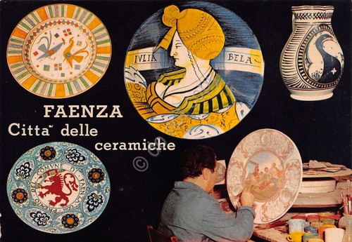 Cartolina Faenza città delle ceramiche vedute varie ceramista anni '80