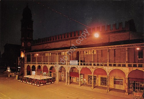 Cartolina Faenza Piazza del Popolo Notturno anni '80