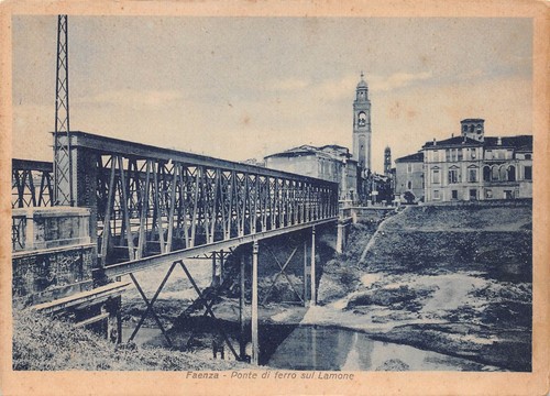 Cartolina Faenza Ponte di ferro sul Lamone