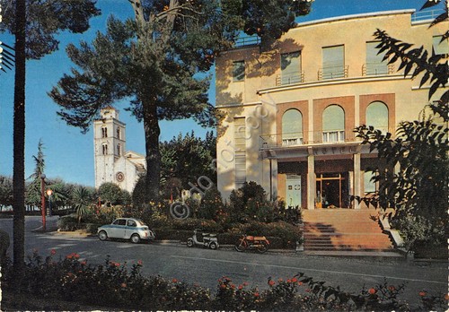 Cartolina Fermo Casina delle Rose auto e moto d'epoca 1963