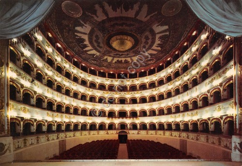 Cartolina Ferrara Teatro Comunale interno anni '80