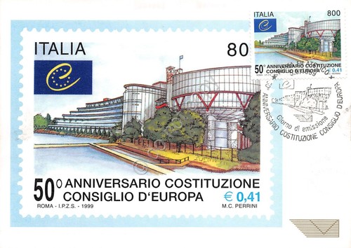 Cartolina filatelica 50° Anniversario Costituzione Consiglio Europa 1999