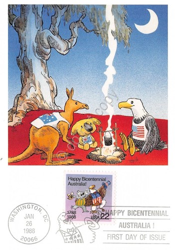 Cartolina Filatelica Australia Sydney joint issue with USA 1988