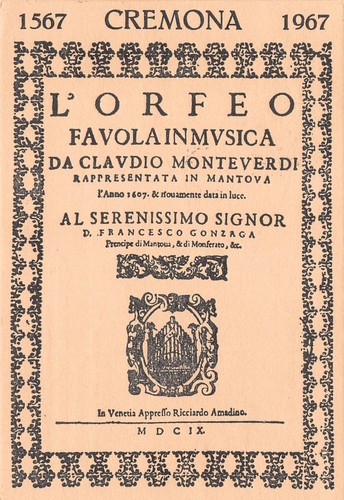 Cartolina filatelica La musica nel francobollo Commemorativa Cremona L'Orfeo '67