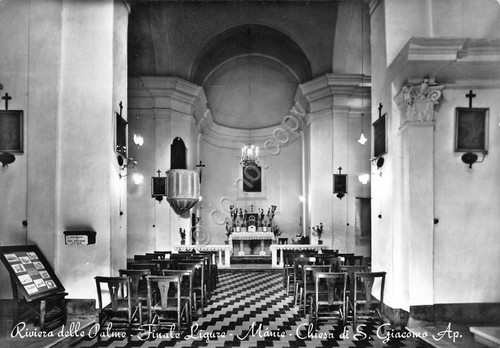 Cartolina Finale Ligure Chiesa S. Giacomo interno