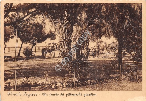 Cartolina Finale Ligure Giardini 1936