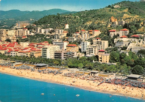 Cartolina Finale Ligure Panorama aereo spiaggia 1975