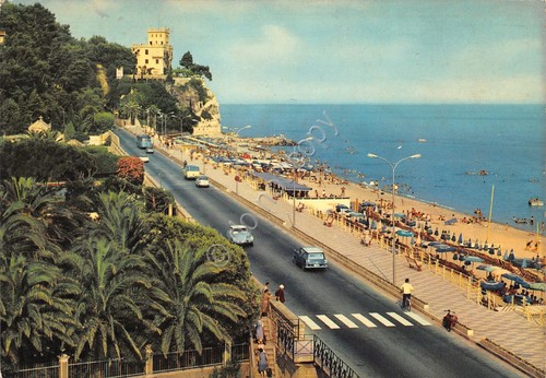 Cartolina Finale Ligure Via Aurelia spiaggia a levante