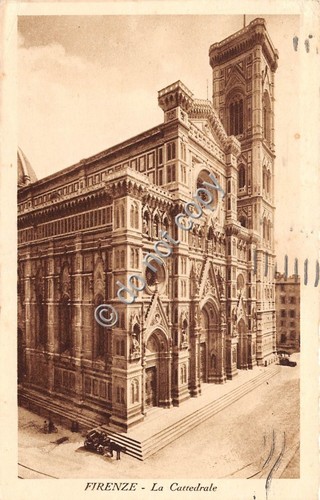 Cartolina Firenze Cattedrale Carrozza con cavallo 1932