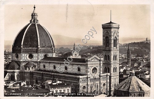 Cartolina Firenze Cattedrale e Campanile da S. Lorenzo 1939