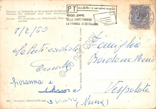 Cartolina Firenze Cattedrale timbro a targhetta PT 1960