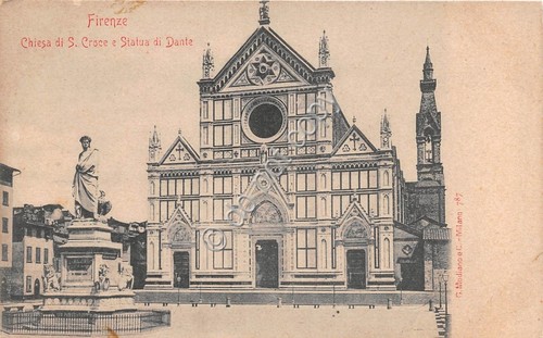 Cartolina Firenze Chiesa S. Croce e Statua di Dante Ed. …