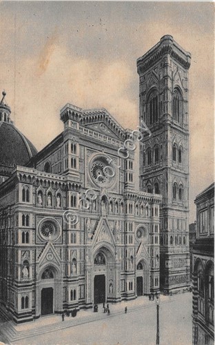Cartolina Firenze facciata della Cattedrale animata