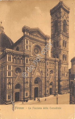 Cartolina Firenze Facciata della Cattedrale animata primi '900