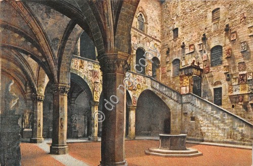 Cartolina Firenze Illustrata Bargello Cortile 1914
