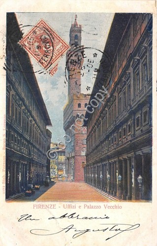 Cartolina Firenze Illustrata Palazzo Vecchio Uffizi primi '900