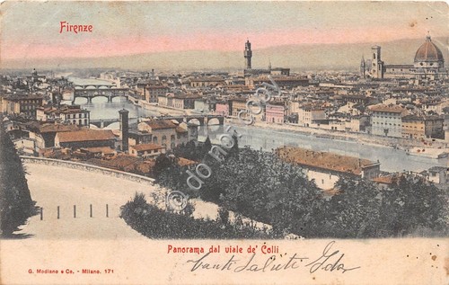 Cartolina Firenze Illustrata Panorama da Viale dei Colli primi '900
