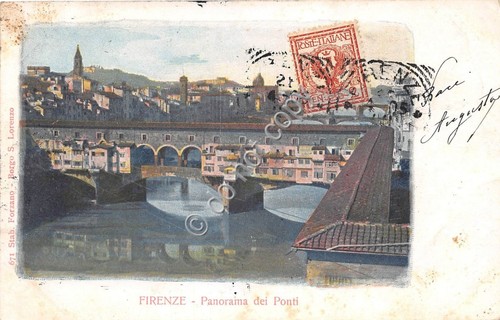 Cartolina Firenze Illustrata Panorama dei Ponti primi '900