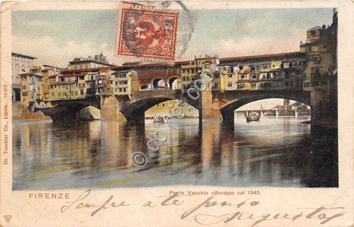 Cartolina Firenze Illustrata Ponte Vecchio Ed Trenkler primi '900