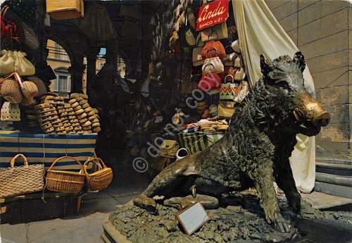 Cartolina Firenze Loggia del mercato Nuovo Cinghiale 1968