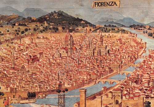 Cartolina Firenze mappa della città nel 1480