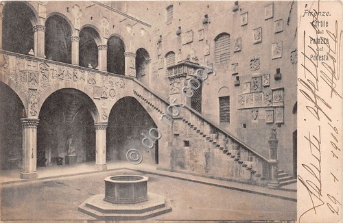 Cartolina Firenze Palazzo del Podestà cortile 1906