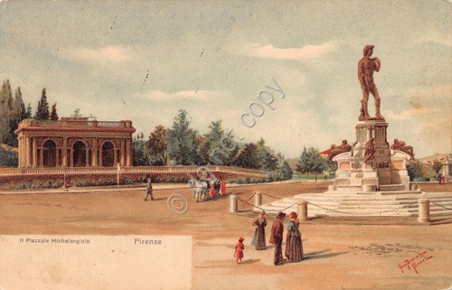 Cartolina Firenze Palazzo Michelangiolo illustrata anni '20