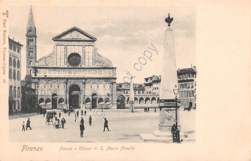 Cartolina Firenze Piazza e Chiesa S. Maria Novella animata primi …