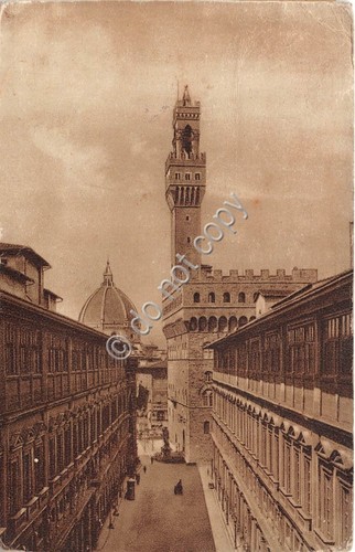 Cartolina Firenze Portici degli Uffizi 1929 Timbro Sconosciuto al deposito
