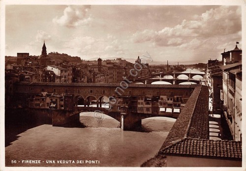 Cartolina Firenze veduta dei ponti 1938