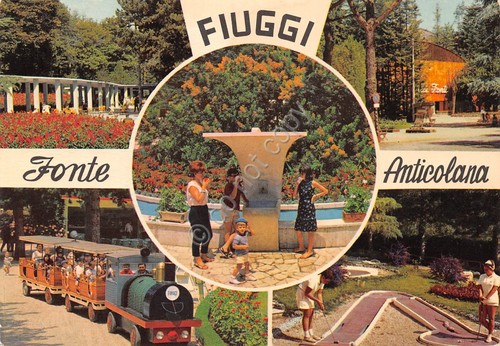 Cartolina Fiuggi Fonte Anticolana vedute animata (Frosinone)