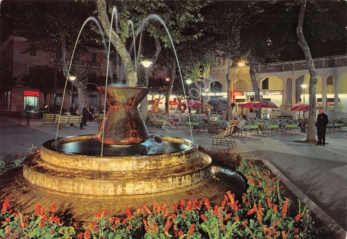 Cartolina Fiuggi Fonte Piazza Spada Notturno 1970 Campari