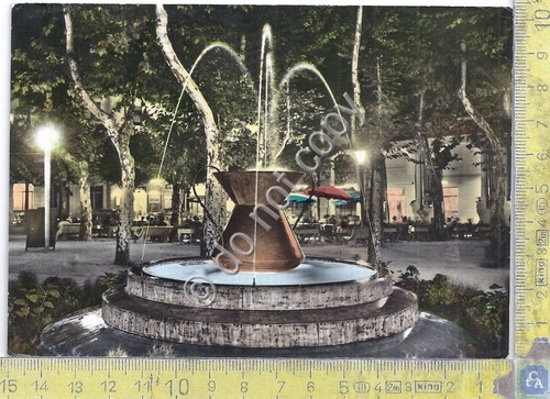 Cartolina Fiuggi Piazza Spada notturno colorata 1961 (Frosinone)