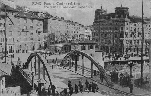 Cartolina Fiume Ponte di Confine con Egeo animata 1939