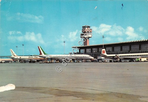 Cartolina Fiumicino Aeroporto Leonardo da Vinci aerei 1967