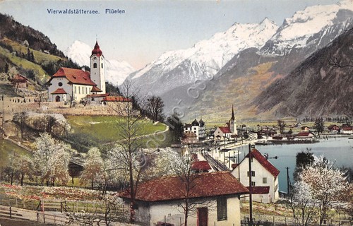 Cartolina Fluelen Vierwaldstattersee illustrata
