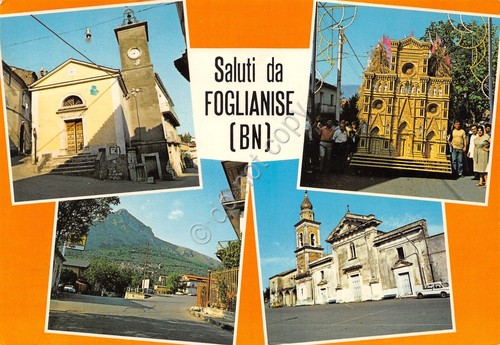 Cartolina Foglianise vedute varie paese animata Sagra del Grano anni …