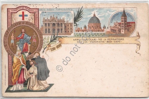 Cartolina Fondazione Ordine Santissima Trinità timbro Hotel Anglo Americai 1898