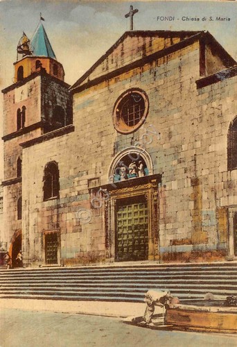 Cartolina Fondi Chiesa S. Maria colorata anni '80